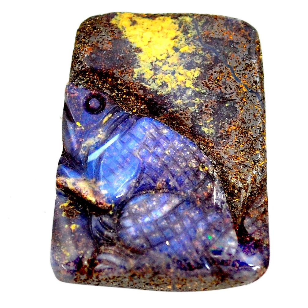 Natural 26.30cts boulder opal carving brown 26x18.5 mm loose gemstone s14121