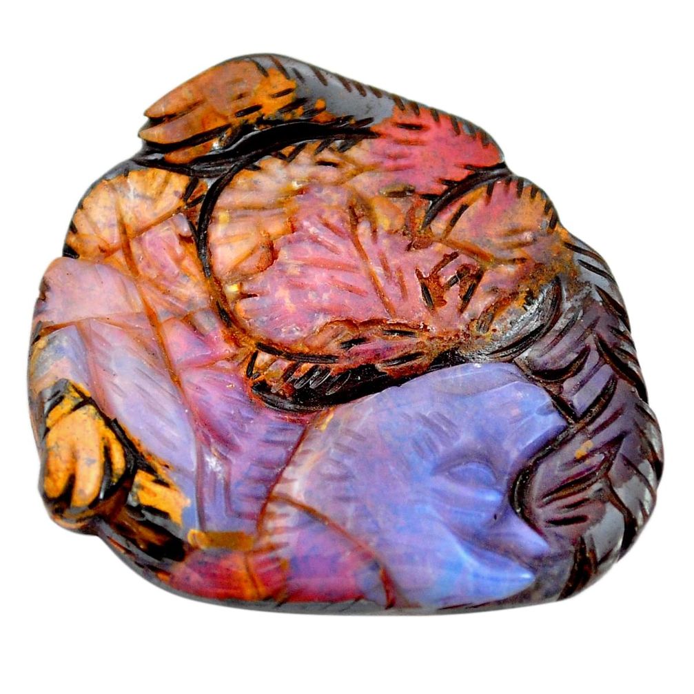 Natural 48.40cts boulder opal carving brown 34x29 mm fancy loose gemstone s14112