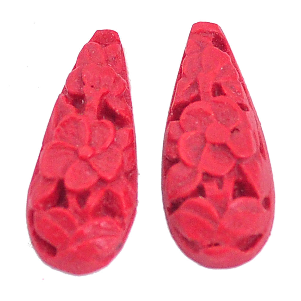 Natural 3.45cts cinnabar spanish pair carving 17.5x7.5 mm loose gemstone s9970