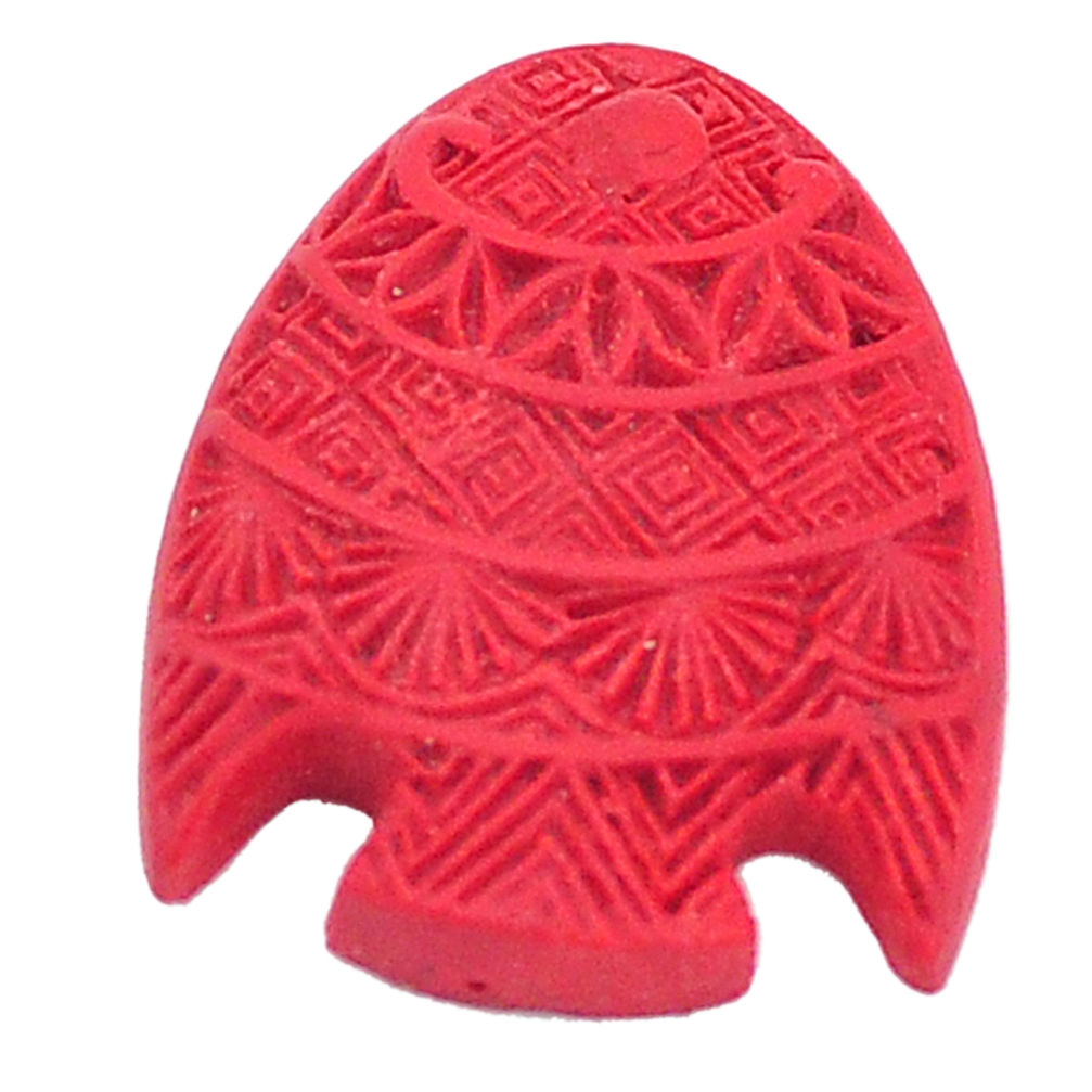 Natural 9.20cts cinnabar spanish red carving 28x22 mm fancy loose fish s9943