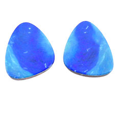 Natural 7.35cts doublet opal australian blue 15x12mm pair loose gemstone s10240