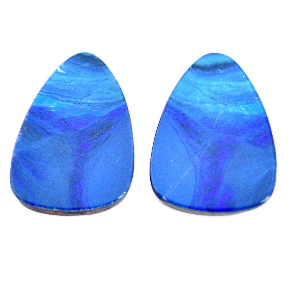 Natural 10.10cts doublet opal pair blue 17.5x12 mm loose gemstone s10231