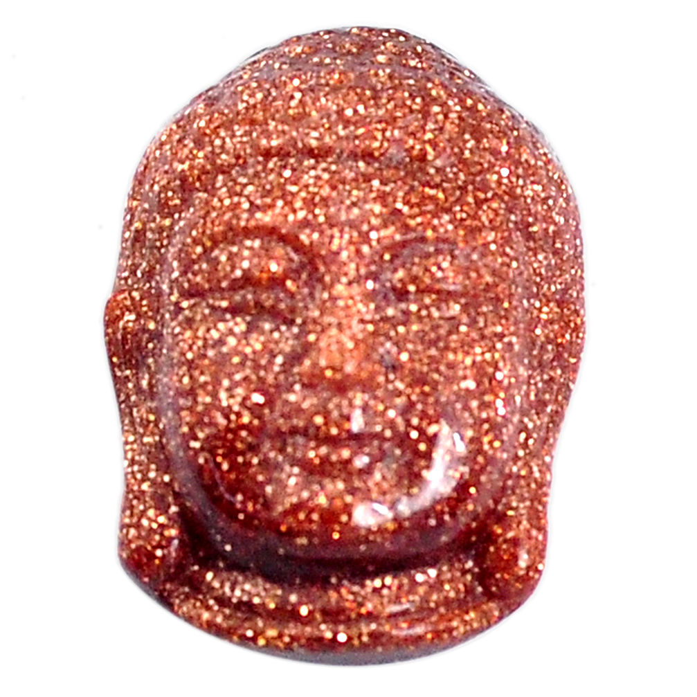 Natural 19.45cts goldstone brown 21.5x15 mm buddha face loose gemstone s10110