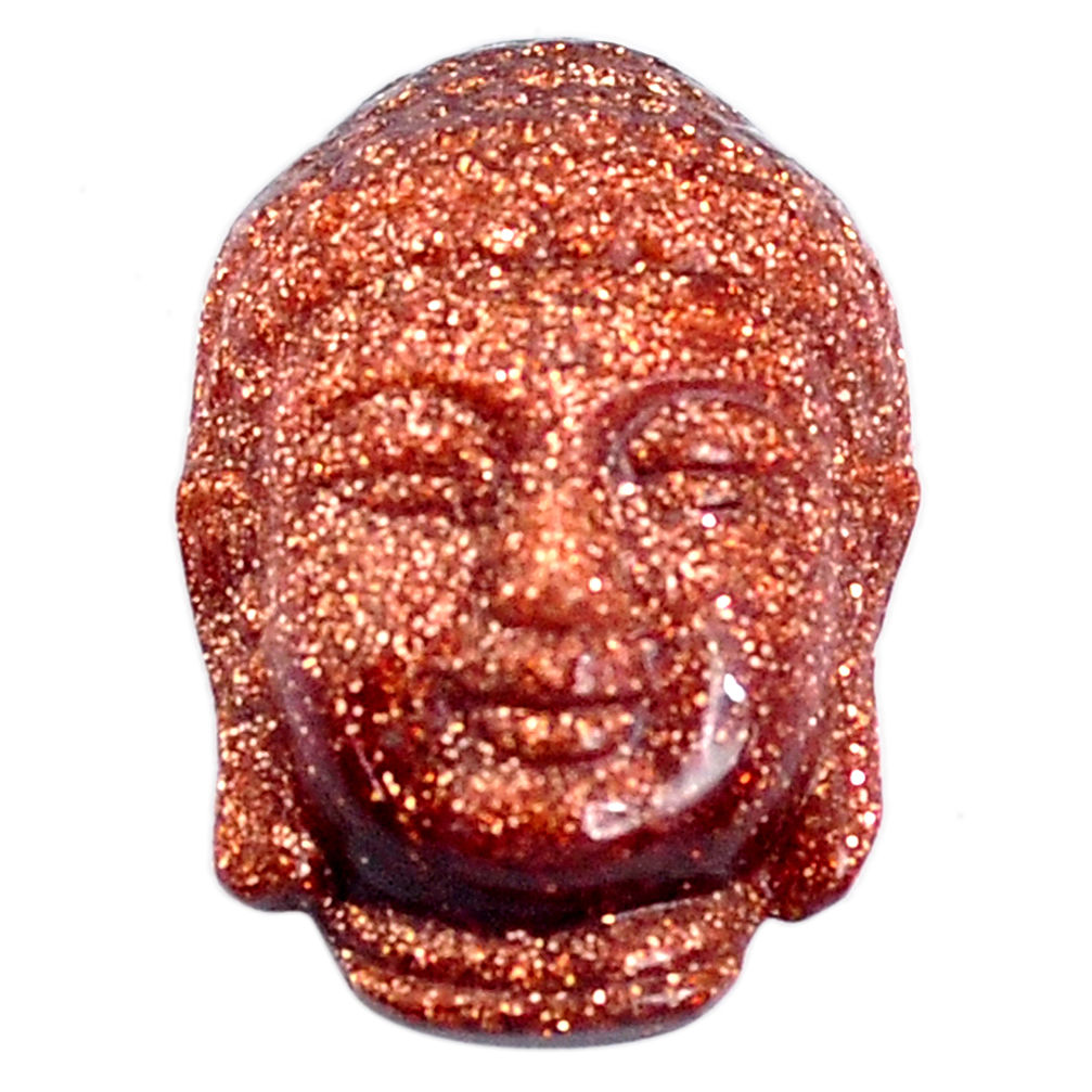 Natural 18.15cts goldstone brown 22x15 mm buddha face loose gemstone s10111