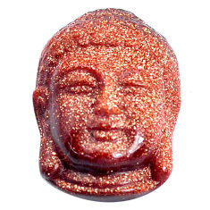 Natural 18.45cts goldstone brown 22x15.5 mm buddha face loose gemstone s10109