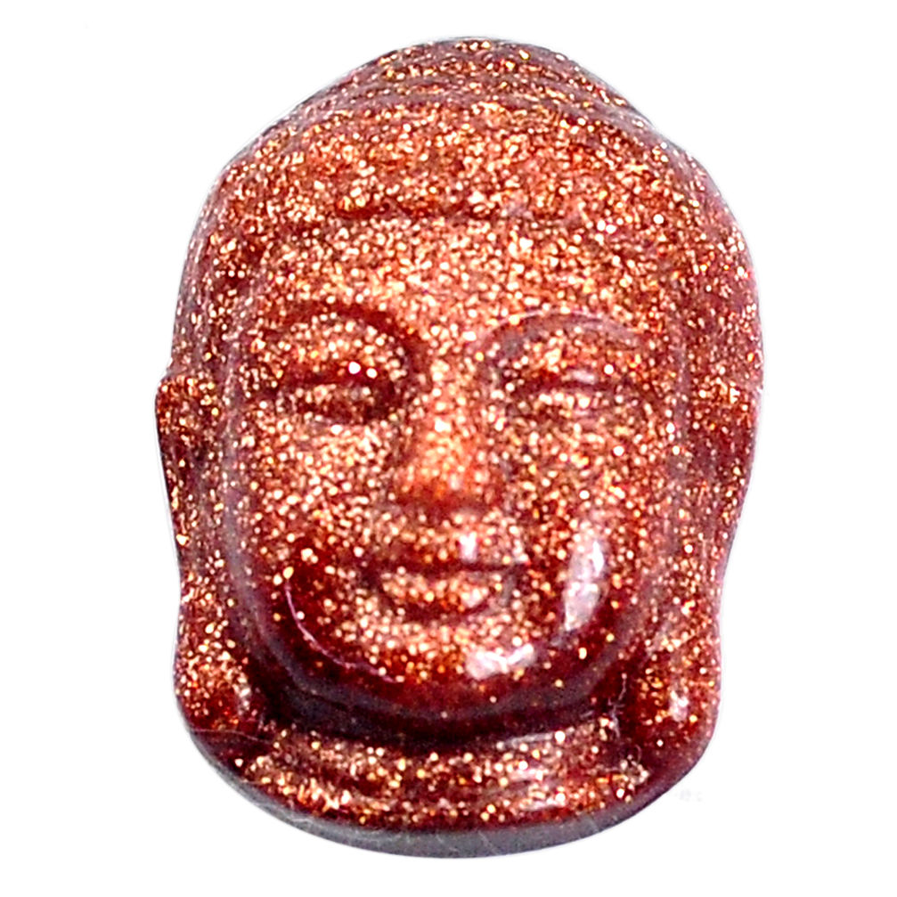 Natural 20.10cts goldstone brown 22x16 mm buddha face loose gemstone s10108