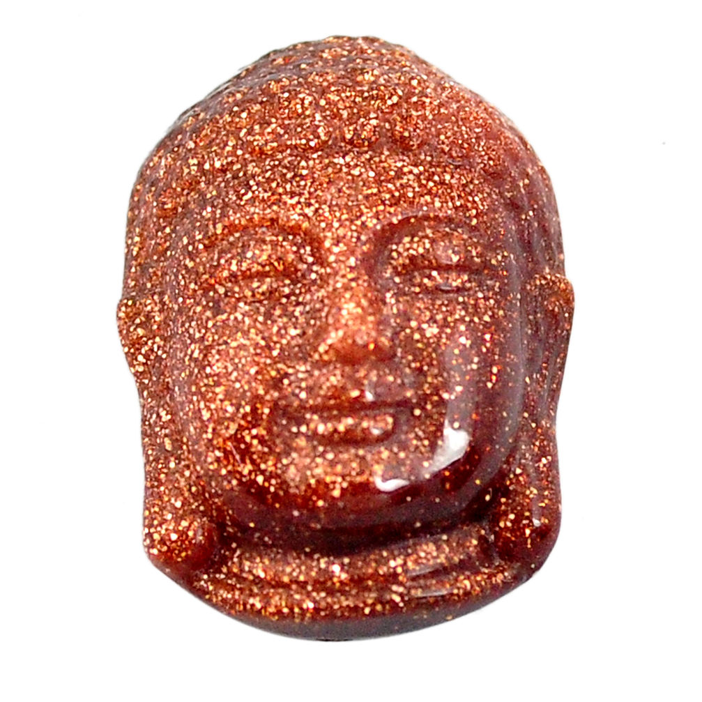 Natural 16.30cts goldstone brown carving 22x15 mm buddha loose gemstone s13221