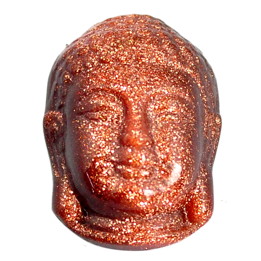 Natural 17.40cts goldstone brown carving 22x15 mm buddha loose gemstone s13223