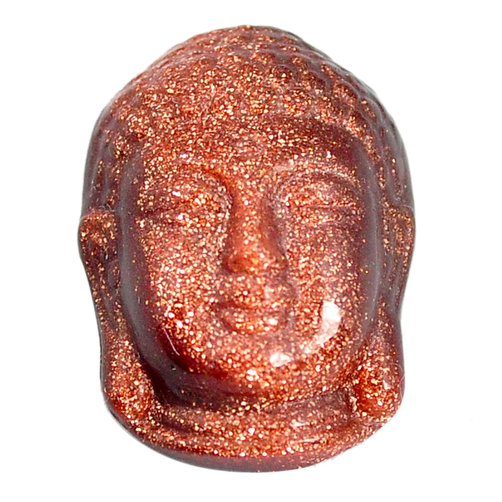 Natural 18.45cts goldstone brown carving 22x15 mm buddha loose gemstone s13225