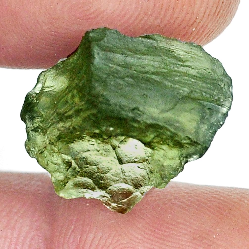Natural 7.35cts green moldavite rough 15.5x12.5mm loose fancy gemstone s12638