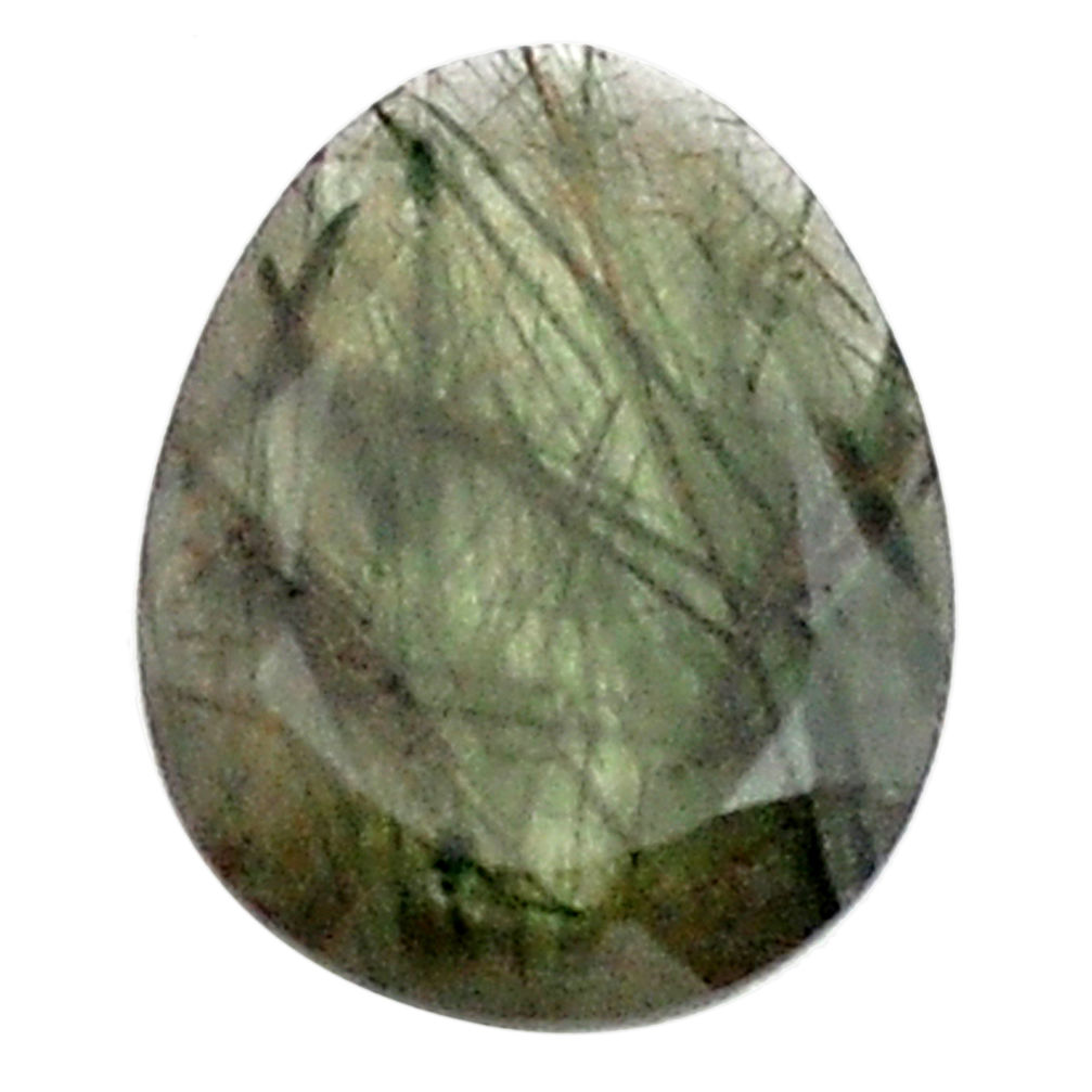 Natural 12.40cts green rutile faceted 16x21 mm oval loose gemstone s13078
