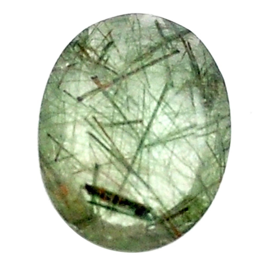 Natural 11.30cts green rutile faceted 20x15 mm oval loose gemstone s13065