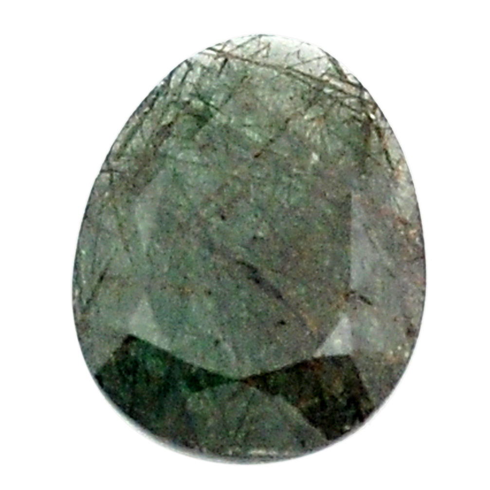 Natural 12.35cts green rutile faceted 21x16 mm oval loose gemstone s13076