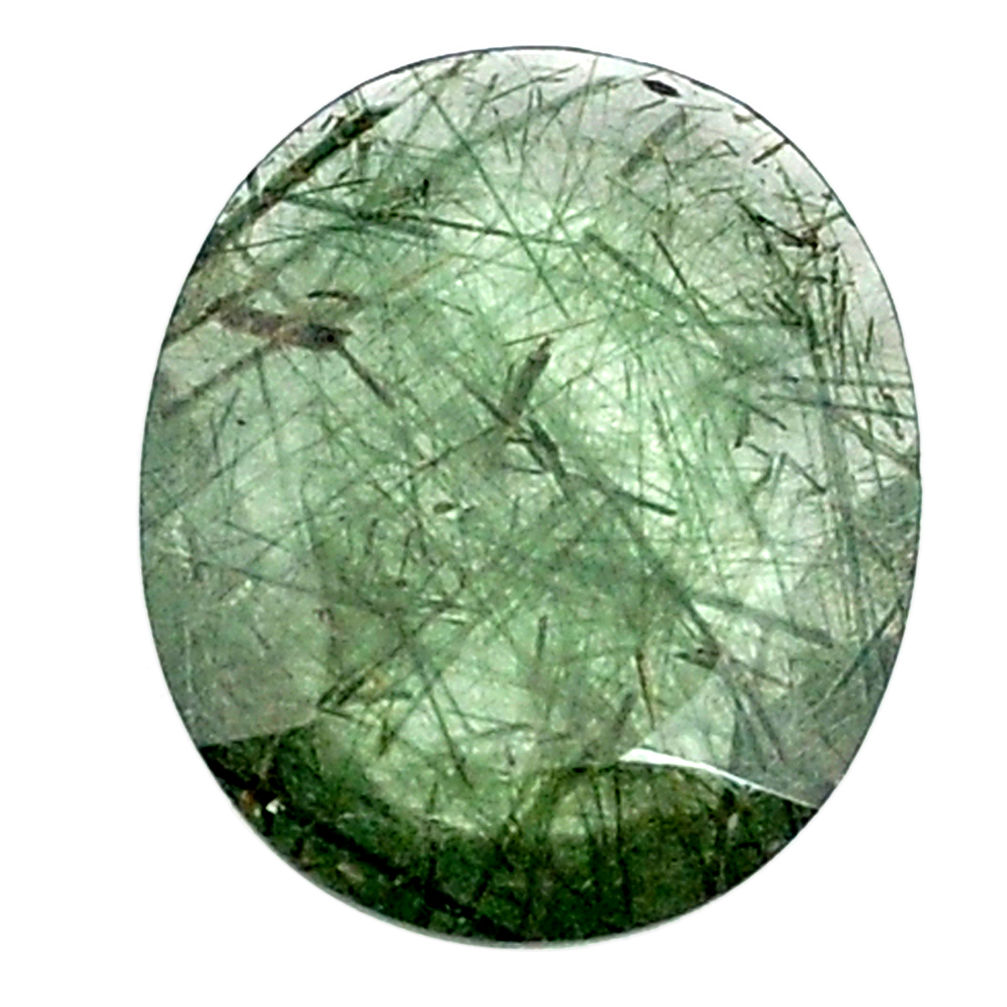 Natural 19.45cts green rutile faceted 25x20 mm oval loose gemstone s13063