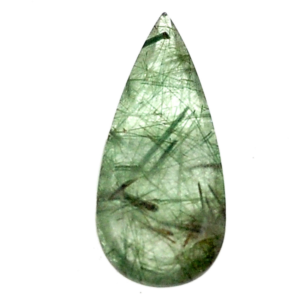 Natural 16.30cts green rutile faceted 32x14 mm pear loose gemstone s13062