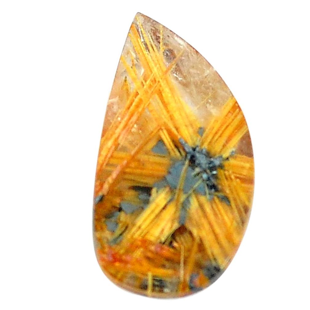 Natural 7.40cts half star rutile golden 18.5x10 mm faceted loose gemstone s12904