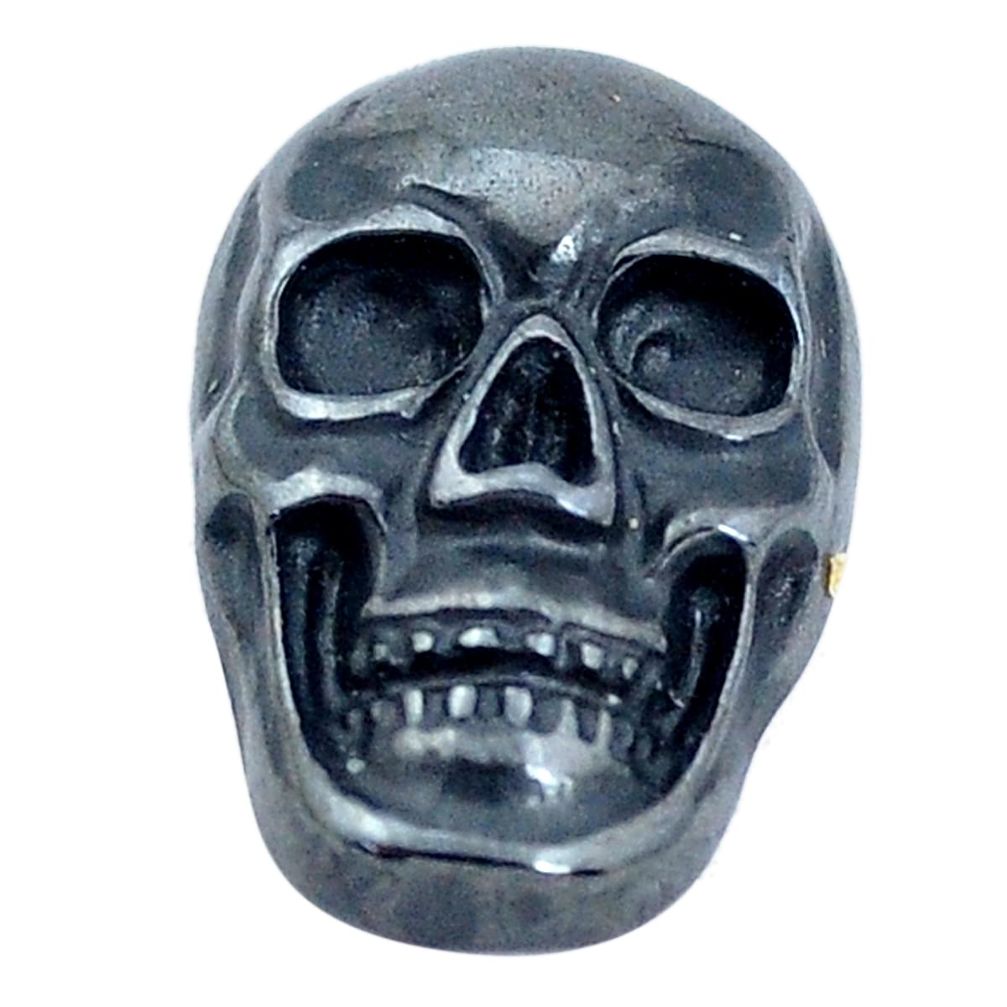 Natural 16.30cts hematite black carving 18x12 mm skull loose gemstone s10011