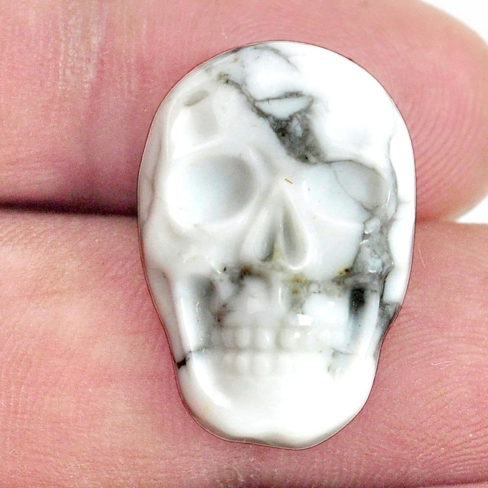 Natural 17.40cts howlite white 22.5x15 mm skull face loose gemstone s13264