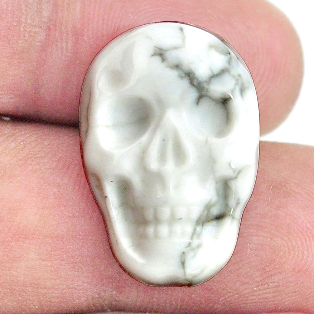 Natural 16.30cts howlite white 22.5x15 mm skull face loose gemstone s13265