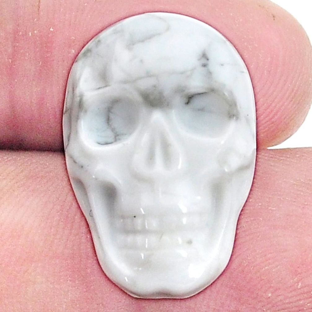 Natural 17.35cts howlite white carving 22.5x15 mm skull loose gemstone s9990