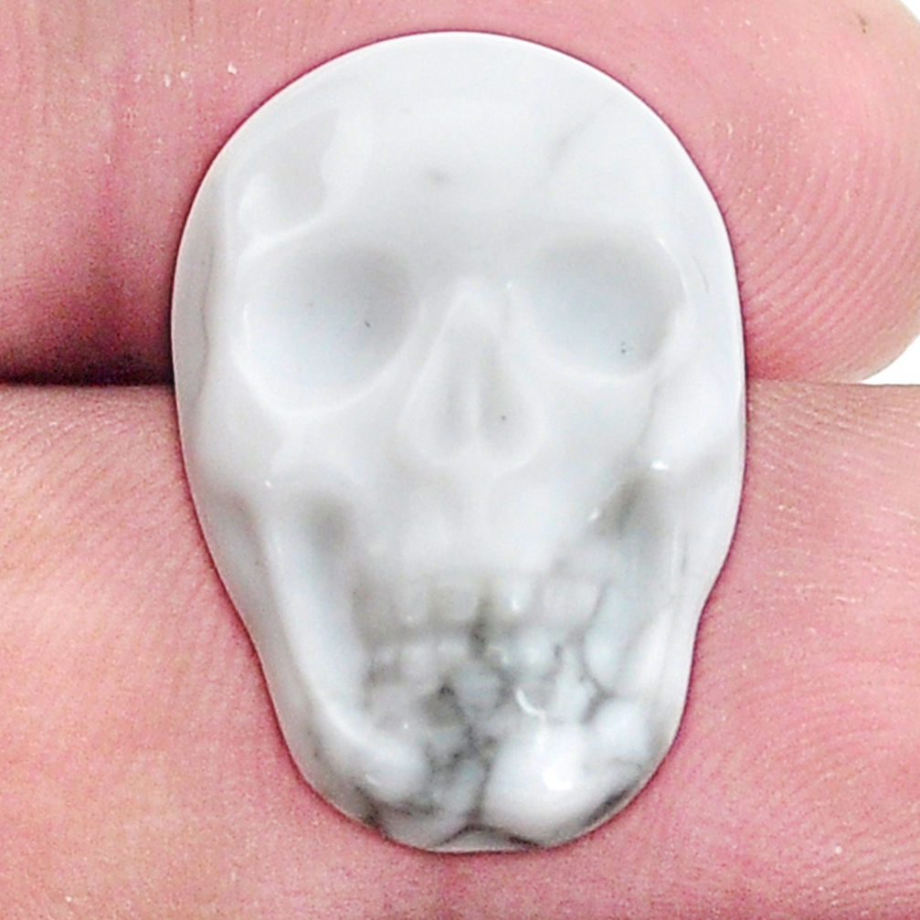 Natural 15.10cts howlite white carving 22x15 mm skull loose gemstone s9989