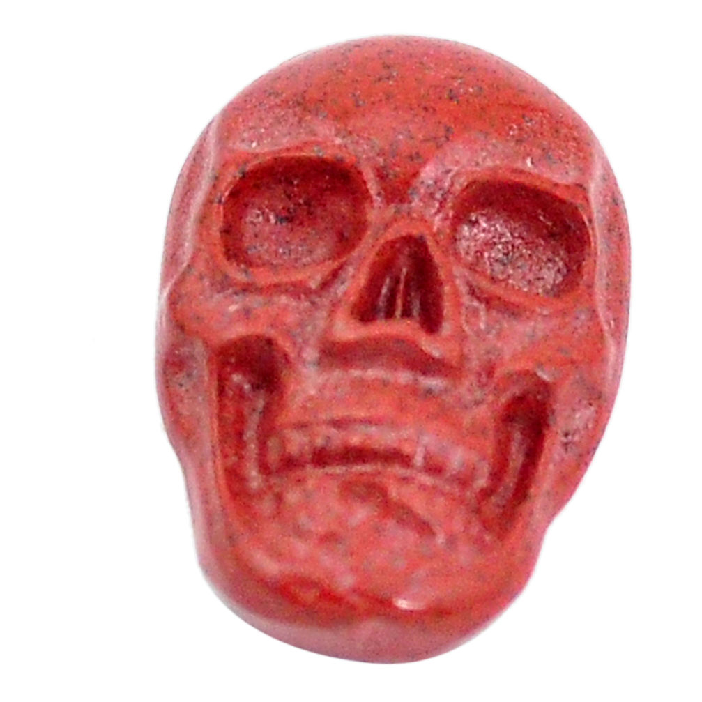 Natural 7.35cts jasper red carving 18x12 mm fancy skull loose gemstone s10023