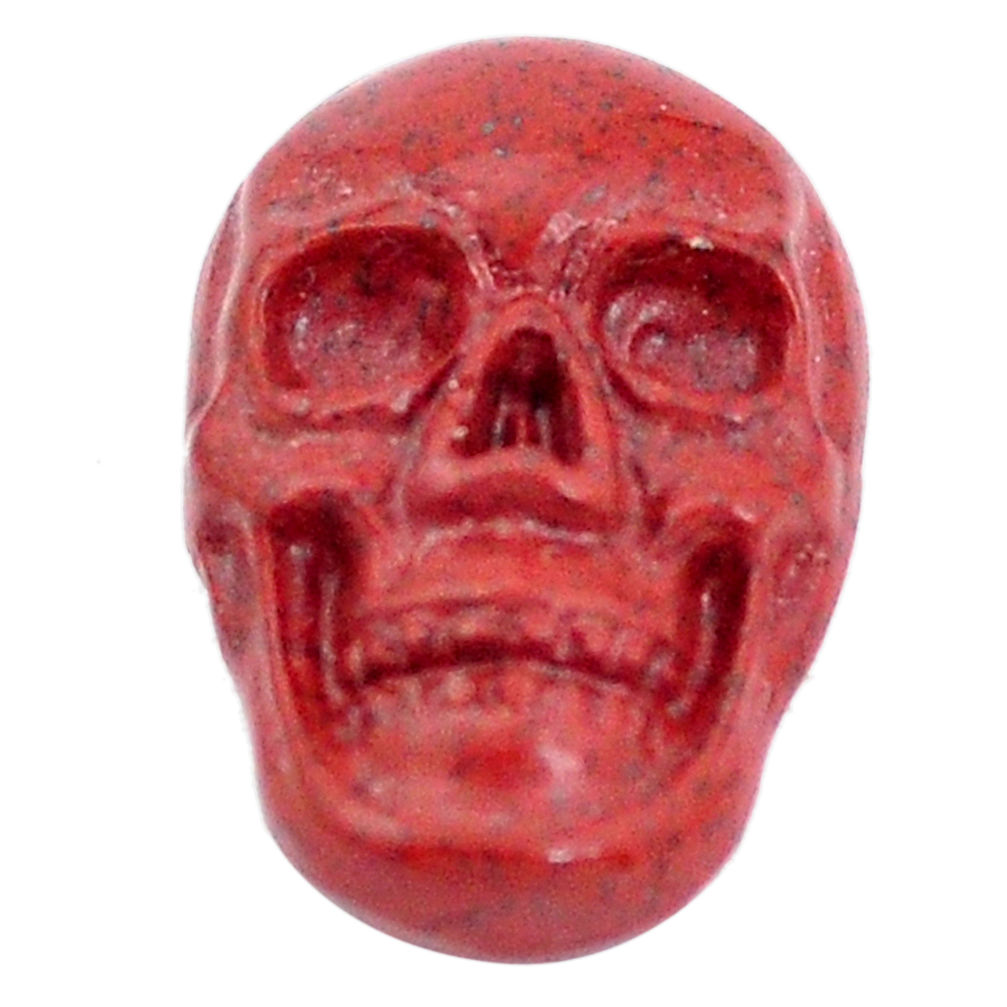 Natural 8.15cts jasper red carving 18x12 mm fancy skull loose gemstone s10024