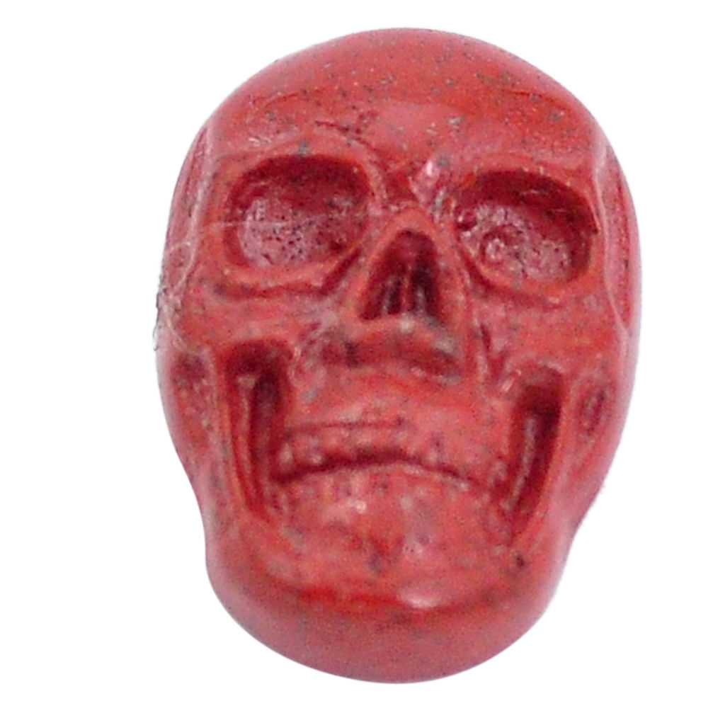 Natural 8.45cts jasper red carving 18x12 mm fancy skull loose gemstone s10026