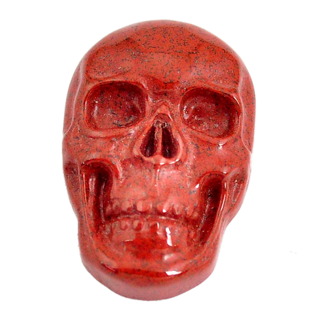 Natural 17.35cts jasper red carving 23.5x15.5mm skull face loose gemstone s13244