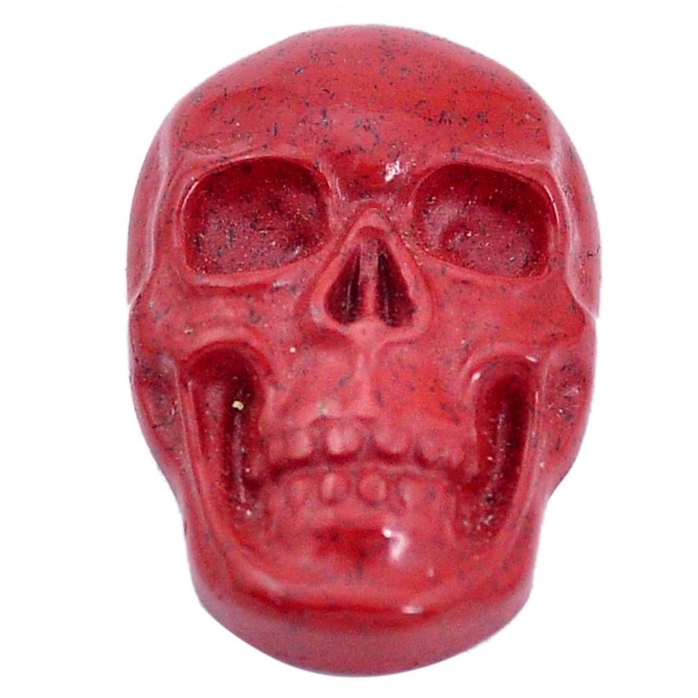 Natural 16.30cts jasper red carving 24x16 mm fancy skull loose gemstone s10001