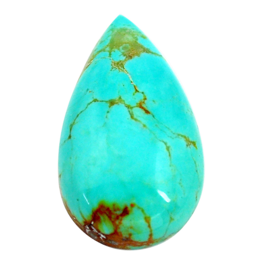 Natural 12.40cts kingman turquoise green 25.5x15 mm pear loose gemstone s14228