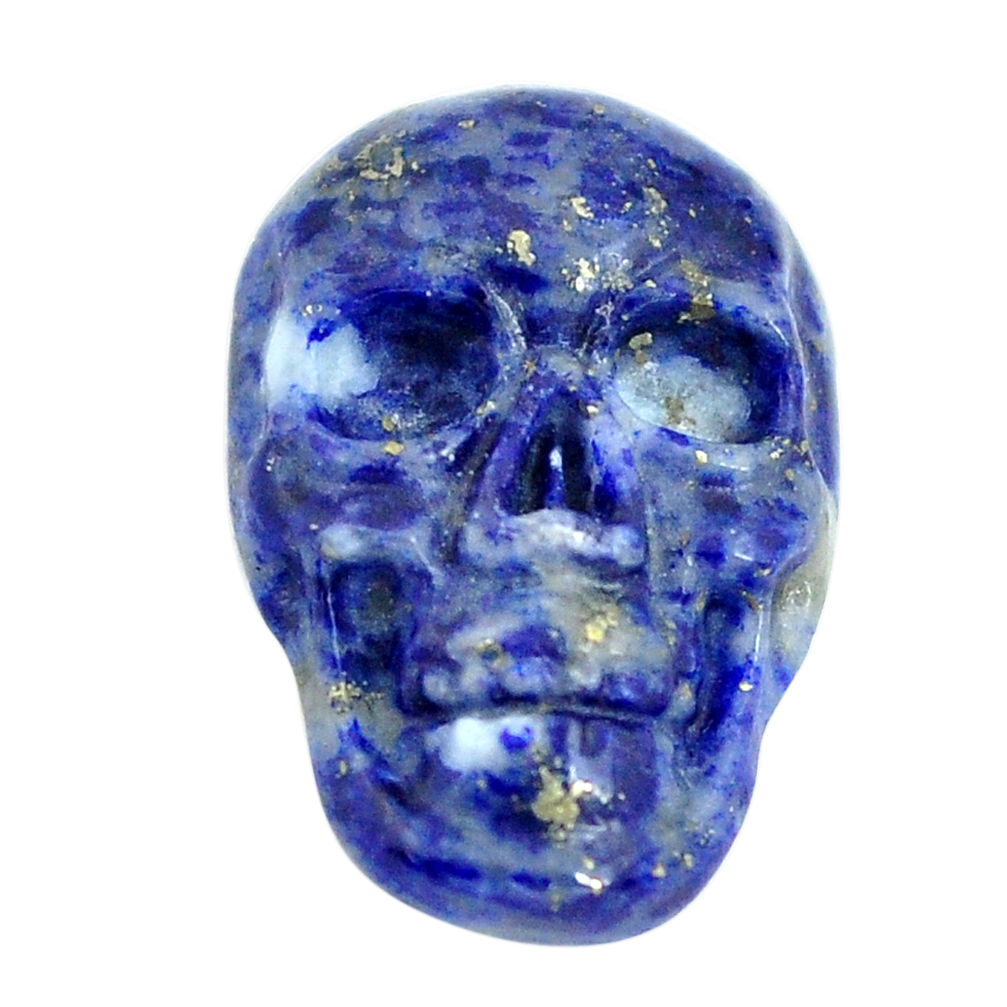 Natural 6.30cts lapis lazuli blue 17.5x12 mm skull face loose gemstone s13326