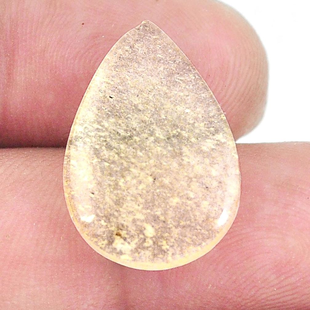 Natural 9.45cts libyan desert glass cabochon 21x14 mm pear loose gemstone s12101