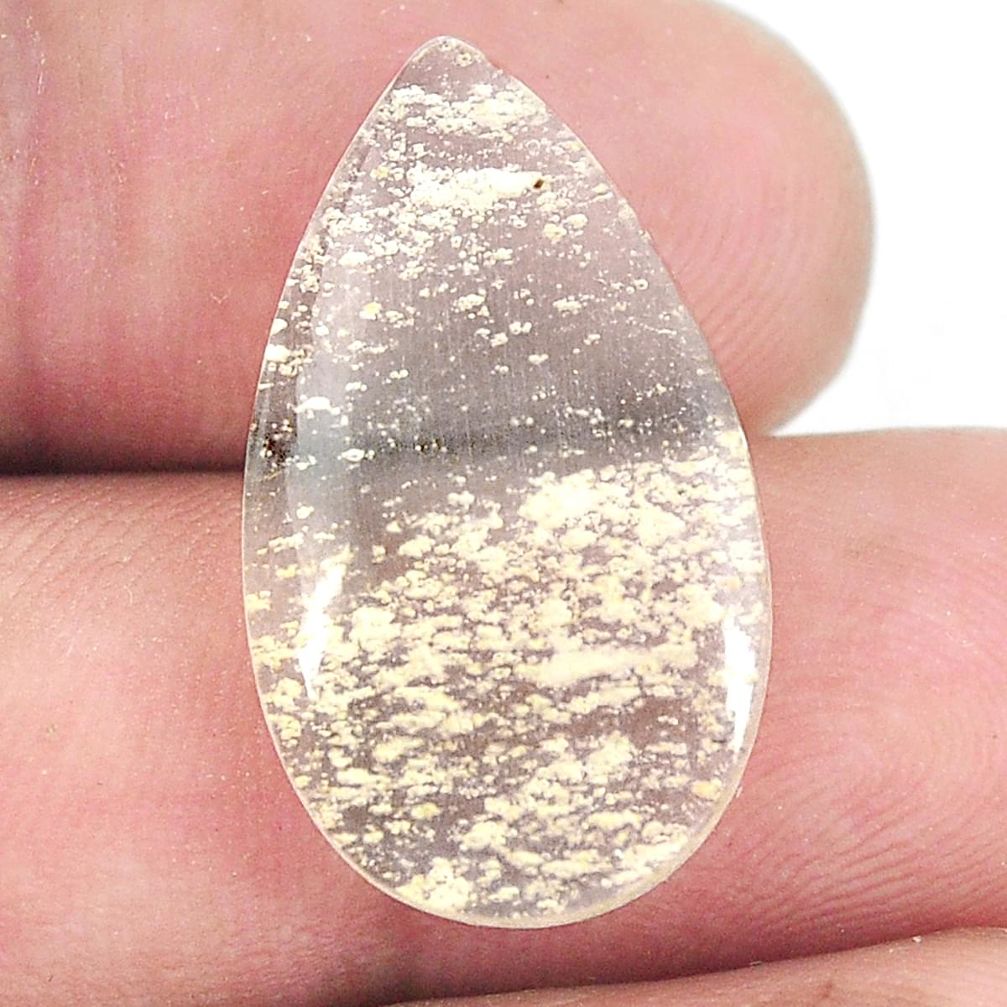 Natural 11.30cts libyan desert glass cabochon 24x14mm pear loose gemstone s12087