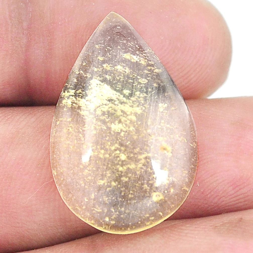 Natural 16.30cts libyan desert glass cabochon 25.5x16 mm loose gemstone s12086