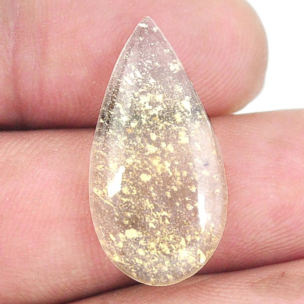 Natural 9.45cts libyan desert glass cabochon 25x12.5 mm loose gemstone s12085