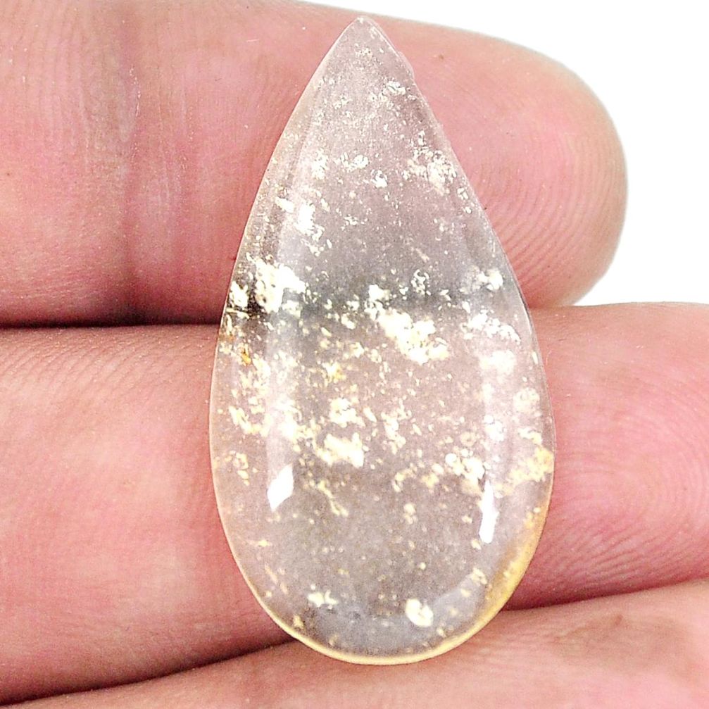Natural 12.40cts libyan desert glass cabochon 30x15.5 mm loose gemstone s12130