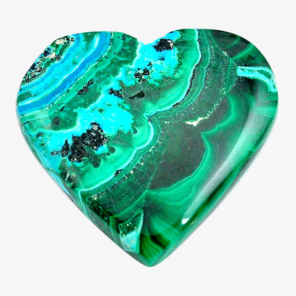 Natural 38.40cts malachite in chrysocolla green 28x30 mm loose gemstone s14529