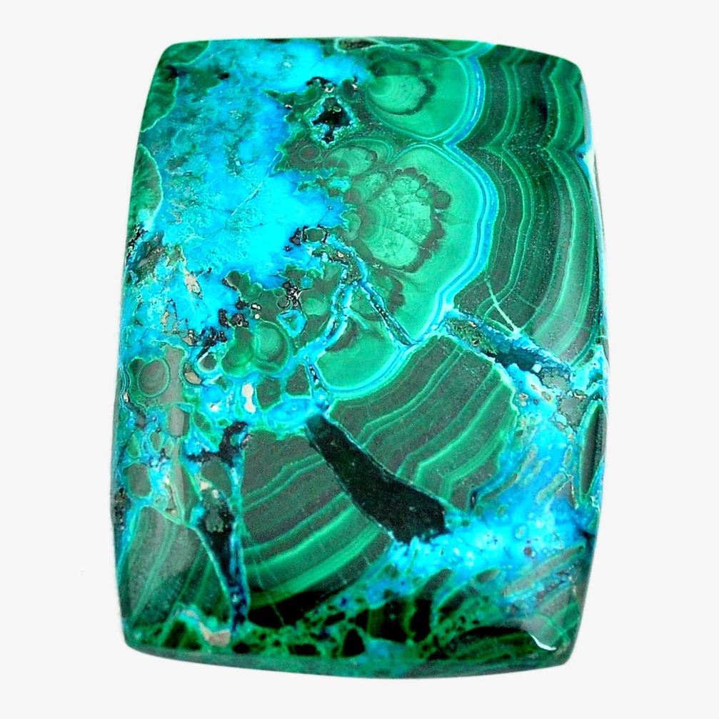 Natural 55.10cts malachite in chrysocolla green 37x27 mm loose gemstone s14506