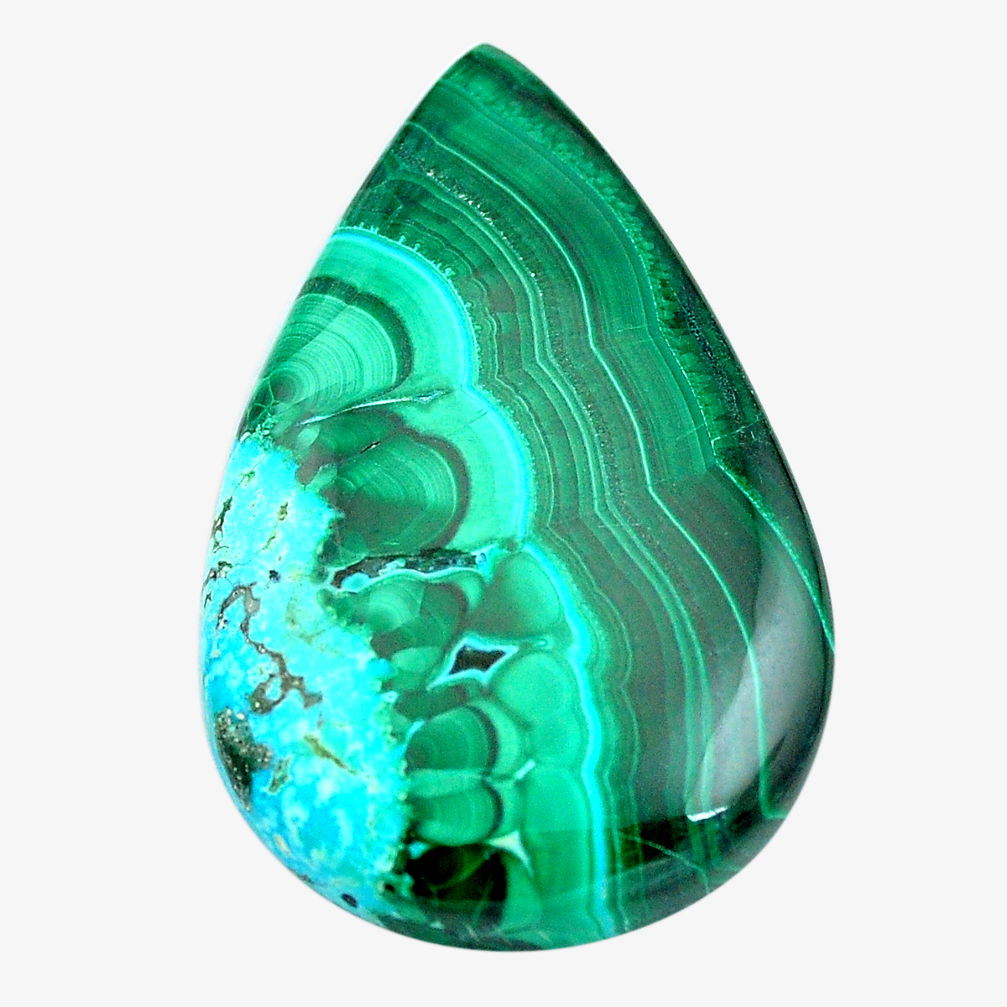 Natural 48.40cts malachite in chrysocolla green 39x25 mm loose gemstone s14517