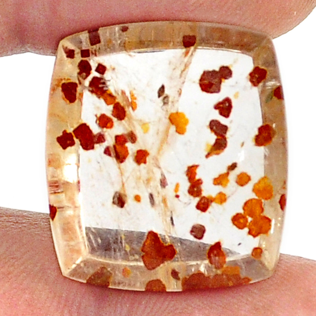 Natural 21.30cts marcasite in quartz white 20.5x18.5 mm loose gemstone s13114