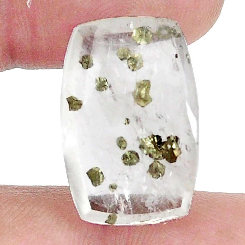 Natural 17.40cts marcasite in quartz white 22x15mm octagan loose gemstone s13096