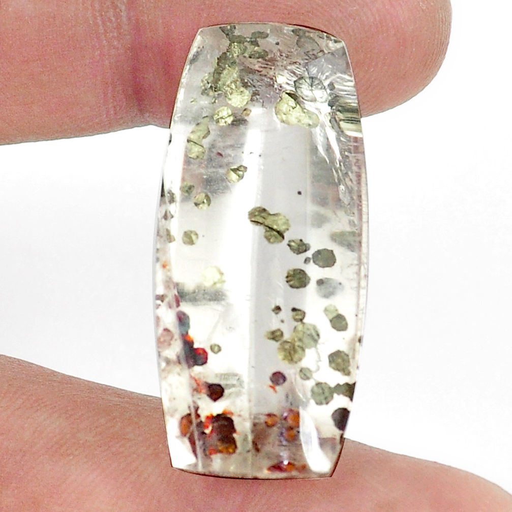 Natural 35.10cts marcasite in quartz white 34x15.5 mm loose gemstone s13085