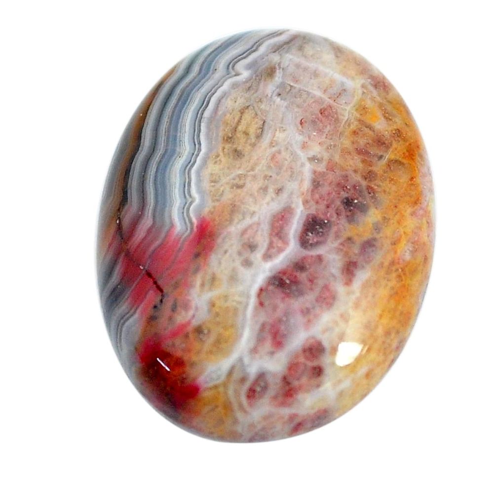Natural 12.40cts mexican laguna lace agate 20x15 mm oval loose gemstone s11005