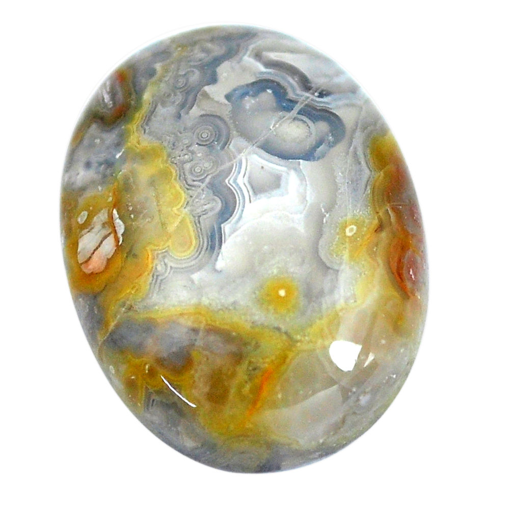 Natural 14.45cts mexican laguna lace agate 20x15 mm oval loose gemstone s11028