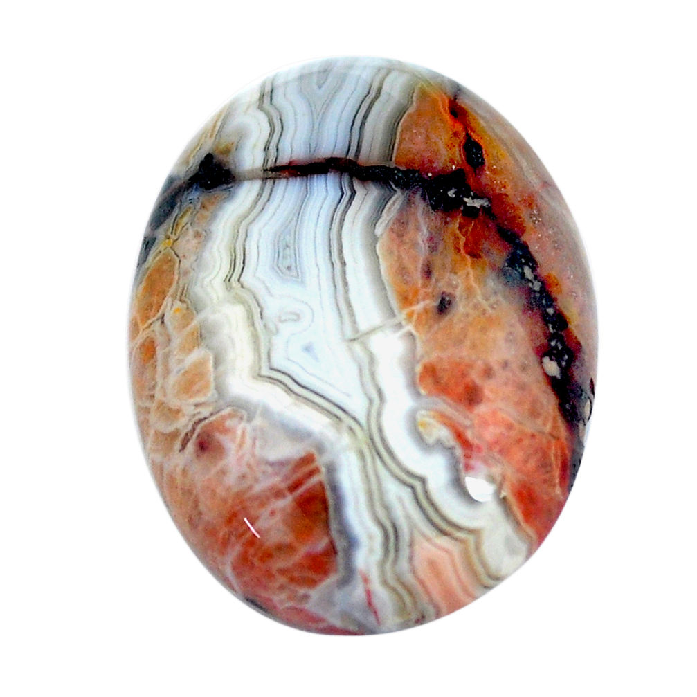 Natural 12.40cts mexican laguna lace agate 20x15 mm oval loose gemstone s11034