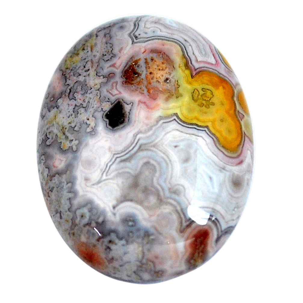 Natural 12.15cts mexican laguna lace agate 20x15 mm oval loose gemstone s11039