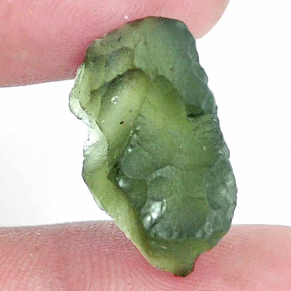 Natural 11.35cts moldavite (genuine czech) rough 16.5x14mm loose gemstone s10749