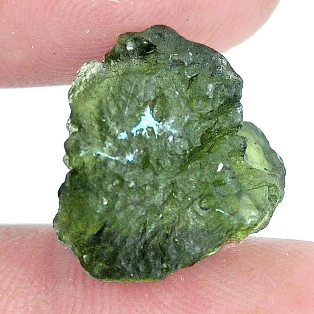 Natural 10.10cts moldavite (genuine czech) rough 16x14 mm loose gemstone s10746