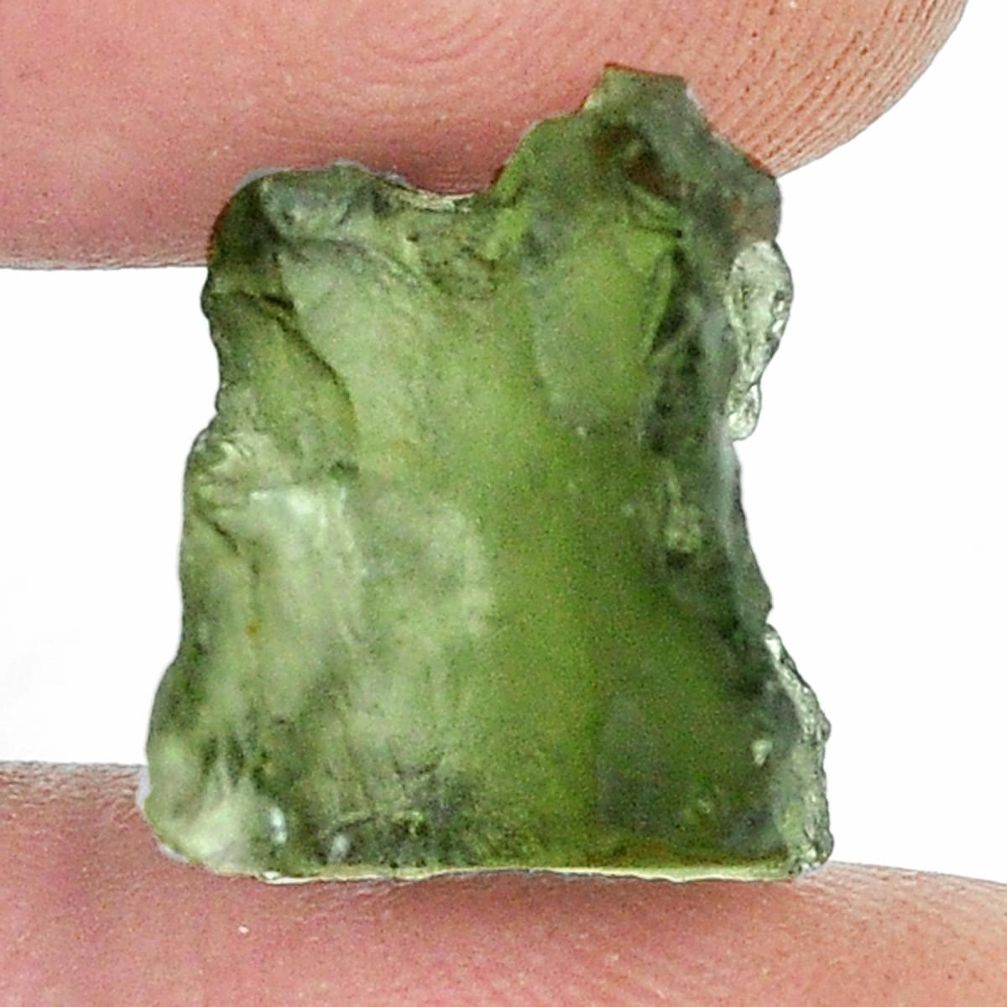 Natural 7.40cts moldavite (genuine czech) rough 16x14 mm loose gemstone s12624